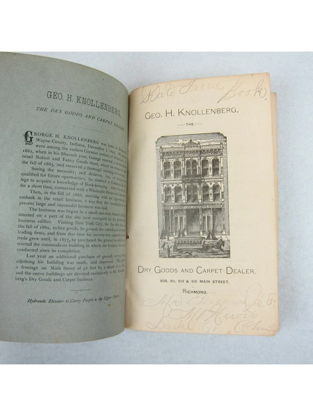 1888 George H Knollenbergs Illustrated Almanac Richmond Indiana Advertising RARE